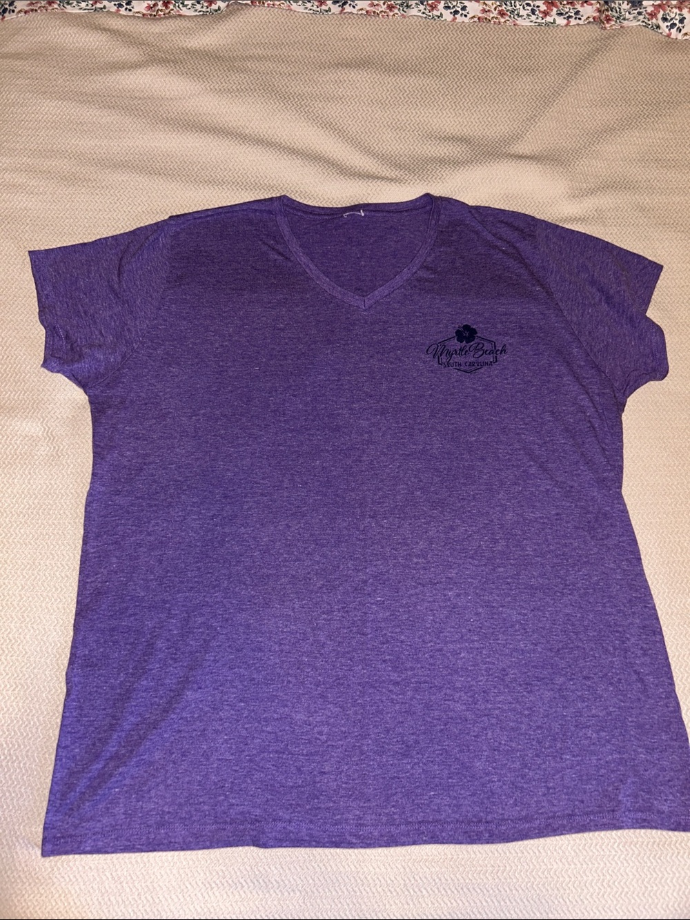 Purple V‑Neck Graphic Tee Myrtle Beach SC XL